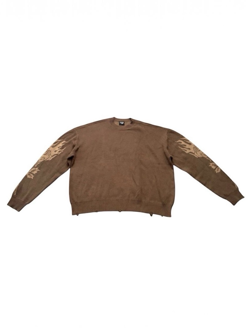 Civil Regime Roses From Concrete Knit Sweater XL Brown Flaming Rose